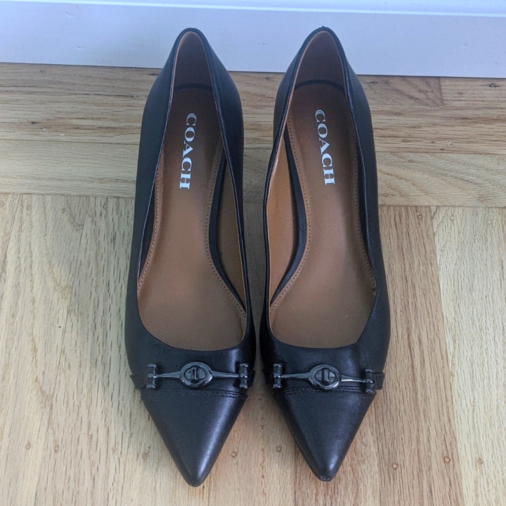 Genuine Coach black leather hardware pumps
